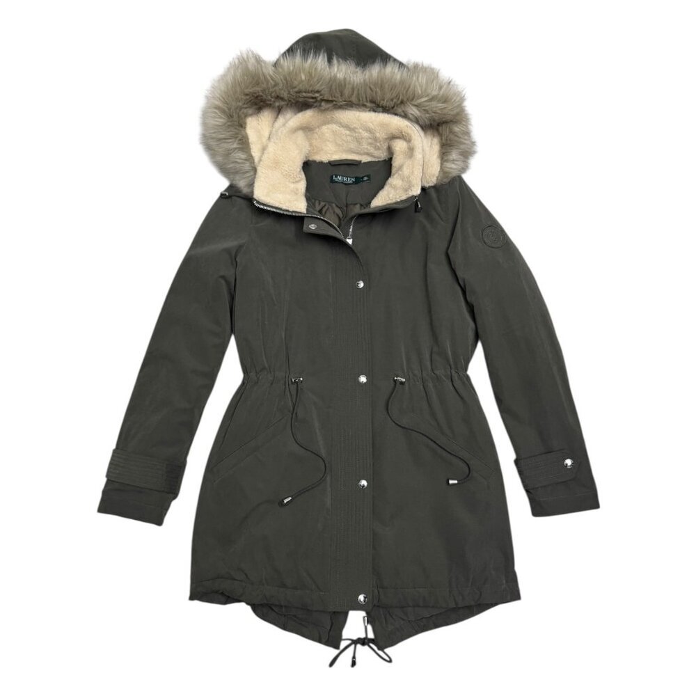 LAUREN RALPH LAUREN Faux Fur Long Winter Parka Jacket Coat Womens Small
